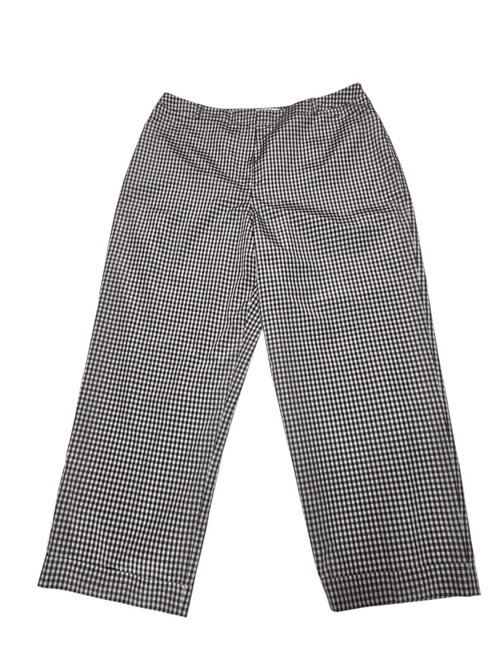 Talbots Silk Blend Brow White Gingham Check Cottagecore Ankle Cuff Plants Sz XL
